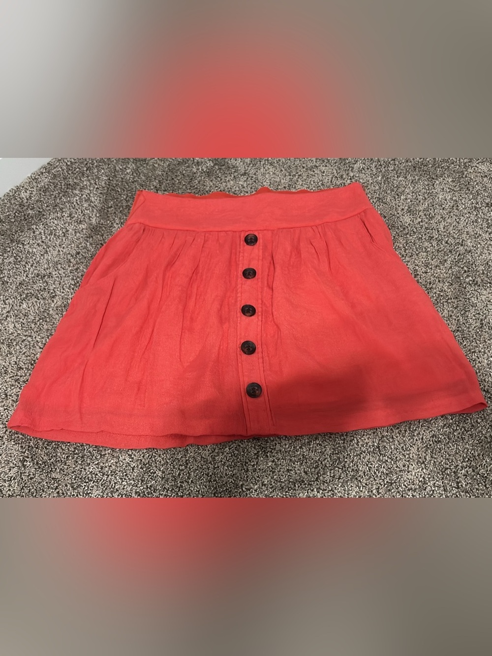 Coral Button Front A-Line Skirt Like New